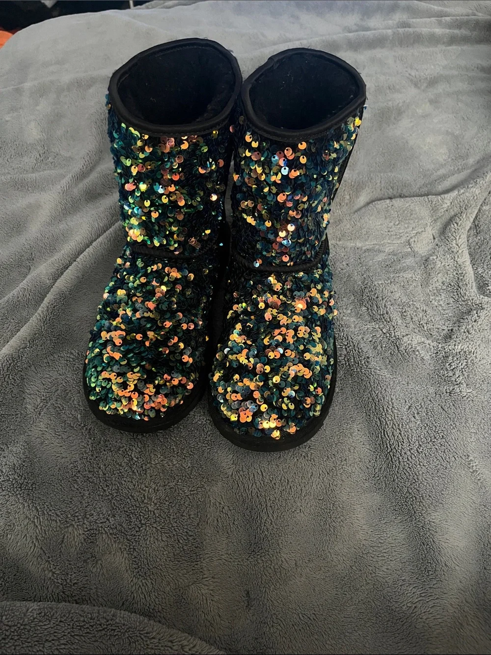 UGG Kids Sequin Winter Boots - Black with Multicolor Sparkle